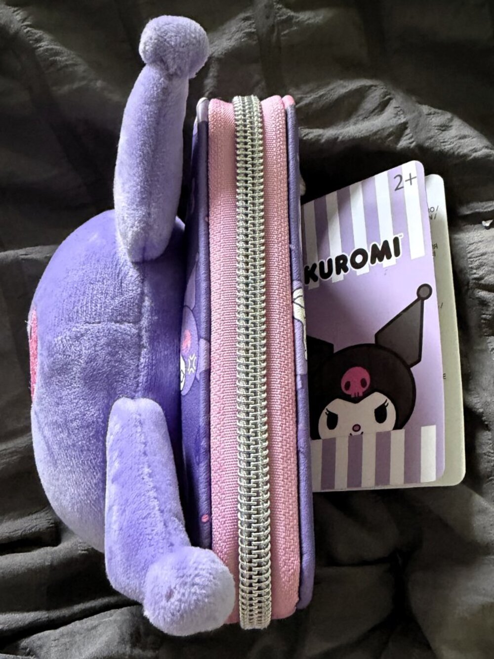 Kuromi Hearts Plush Face Purple Mini Zipper Loungefly Wallet - Picture 3 of 4